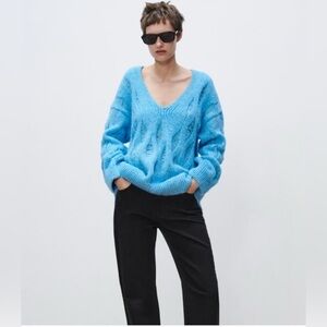 Zara Blue Knit Blue Sweater